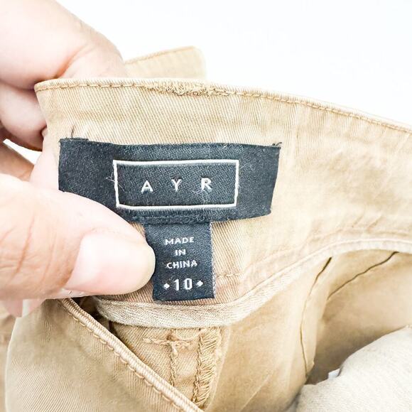 AYR Khaki Wide Leg Cropped Denim Jeans Size 10 - Picture 4 of 8